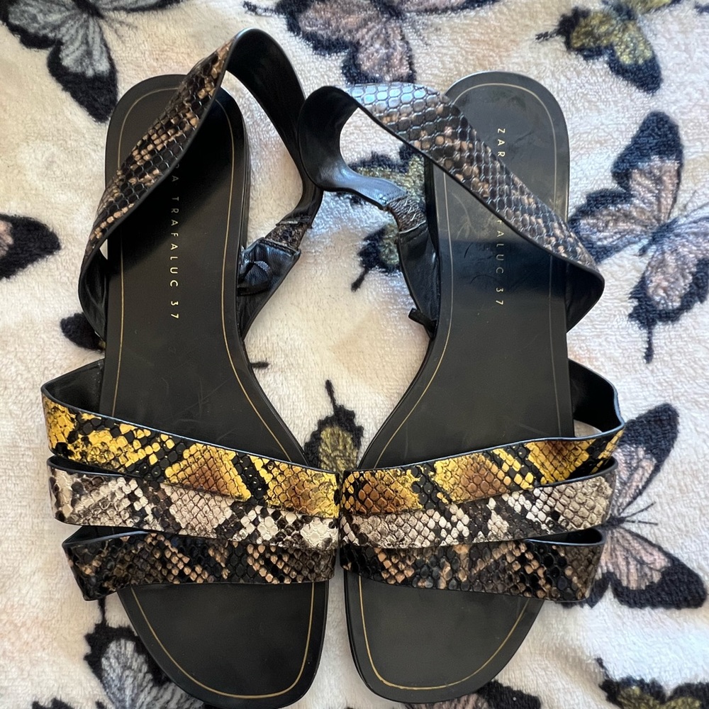 Zara women’s snake print sandals